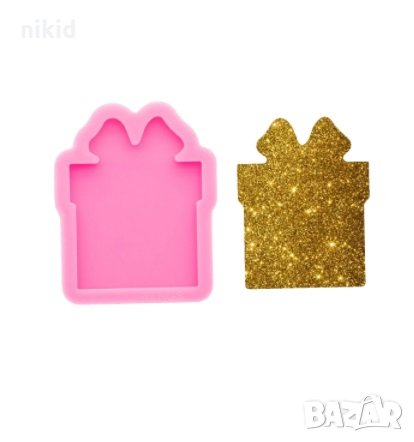 Подарък Подаръчна Кутия плосък силиконов молд форма декорация торта фондан шоколад и др, снимка 1