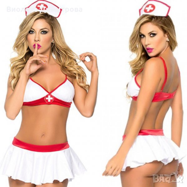 K1270 Секси костюм медицинска сестра. Еротичен комплект на медицинска сестра. Еротично бельо, снимка 1