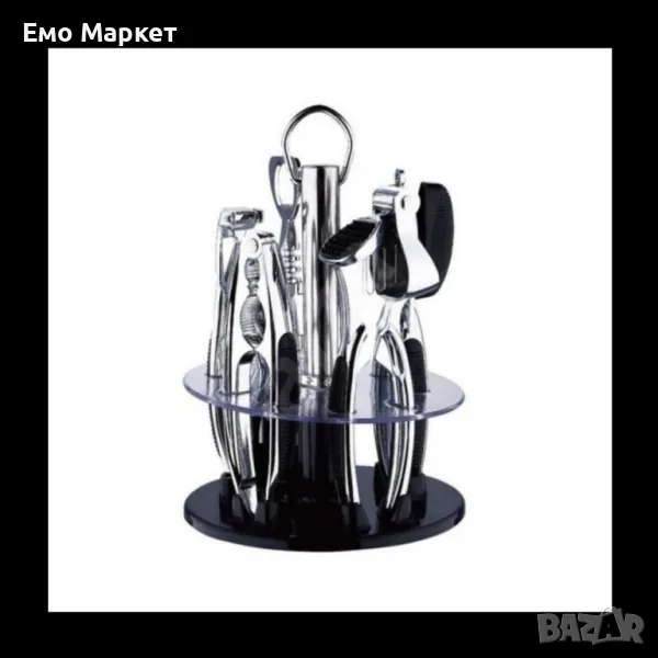 Кухненски комплект 6ч. Bohmann BH 7780, Преса чесън, Тирбушон, Орехотрошачка, Белачка, снимка 1