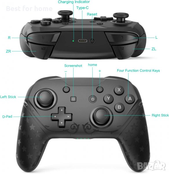 Безжичен контролер YCCTEAM Pro, Switch/Switch Lite, дистанционно управление с NFC, двойна вибрация, снимка 1