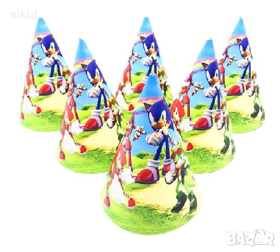 Соник Sonic картонена Голяма парти шапка шапки рожден ден, снимка 1