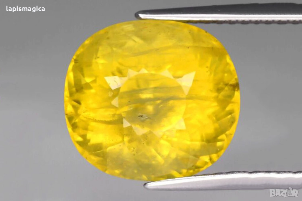 Естествен жълт апатит 8.12ct 11.8x11mm cushion шлифовка, снимка 1