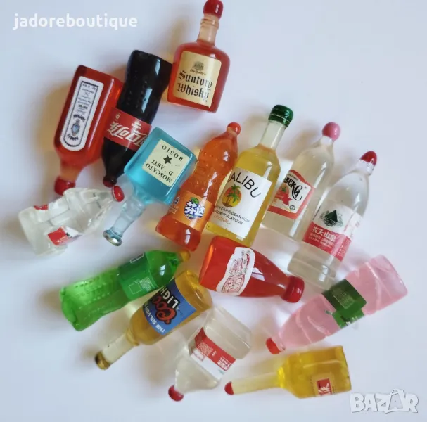 4 бр/ к-кт Декоративни миниатюри бутилки напитки, снимка 1