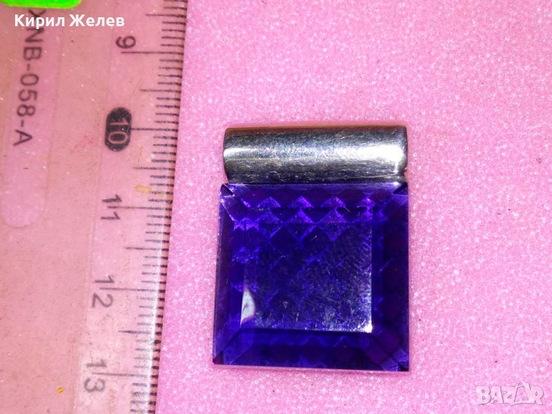 ПРЕКРАСЕН СКЪПОЦЕНЕН ФЕШЪН АРТ СРЕБЪРЕН МЕДАЛЬОН ПЕНДАНТ СРЕБРО 925 с ФАСЕТИАН СИН ТУРМАЛИН 43295, снимка 1