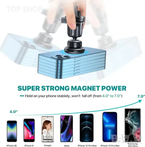 Универсален магнитна стойка за телефон за кола Miracase, снимка 2 - Селфи стикове, аксесоари - 48636575