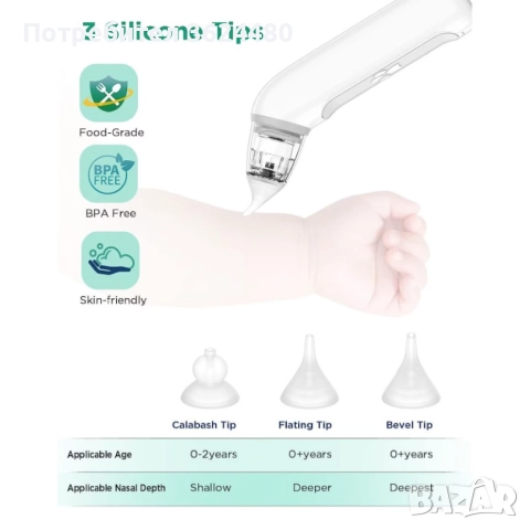 Бебешки Аспиратор с Акумулаторна Батерия 4691, снимка 6 - Други - 52632934