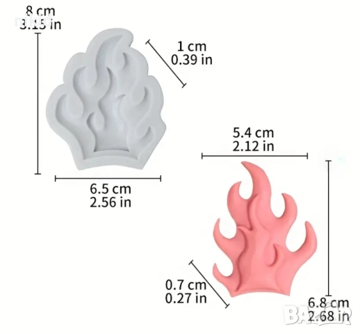 малък голям Огън пламък пламъци водорасли водорасло силиконов молд форма фондан шоколад декор, снимка 7 - Форми - 37441651