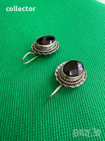 Ръчно изработени сребърни обеци с черен оникс. №7717, снимка 3 - Обеци - 52739026