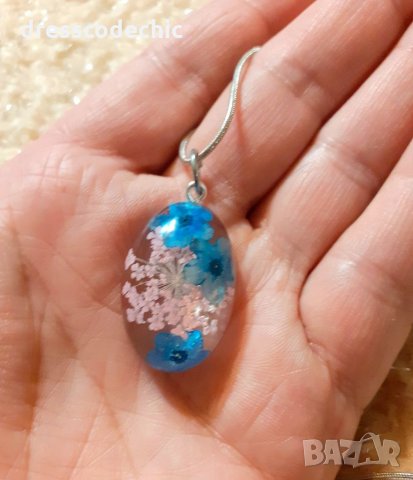 Обеци и колиета с Незабравки, снимка 8 - Бижутерийни комплекти - 35429064