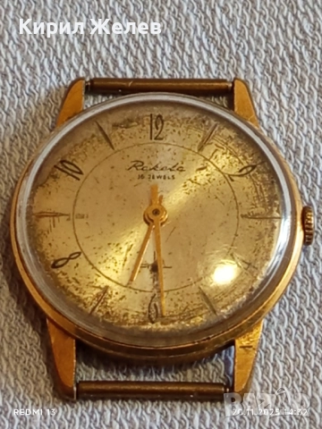 Стар механичен часовник мъжки РАКЕТА СССР 16 камъка позлатен Au за КОЛЕКЦИЯ 52227, снимка 13 - Антикварни и старинни предмети - 52479682