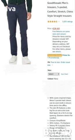 Нов мъжки панталон, дънки Goodthreads 28W/30L, памук, нов, снимка 4 - Панталони - 31802713