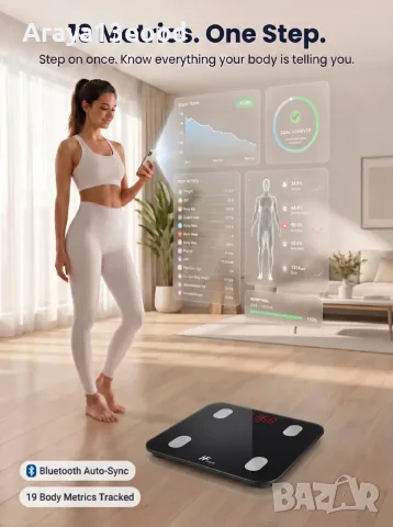 HomeFashion HFitness Smart Bluetooth кантар – 19 показателя, 180 кг, снимка 4 - Електронни везни - 56072053