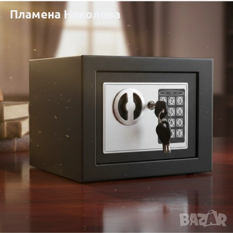 Електронен сейф с кодова клавиатура и резервен механичен ключ – 4.6L, включени батерии и монтажни бо, снимка 3 - Други стоки за дома - 53253883
