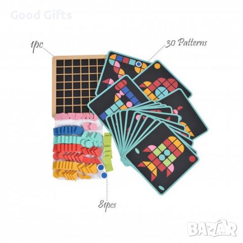 ДЕТСКА ДЪРВЕНА ИГРА МОЗАЙКА, снимка 2 - Образователни игри - 38547926