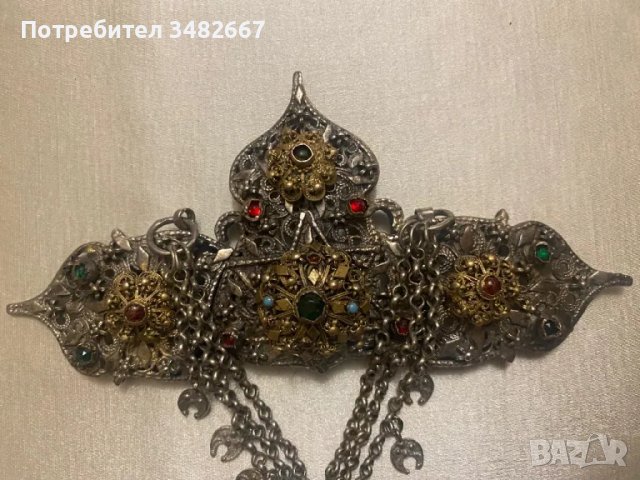 Сребърна колекционерска пафта с много камъни и позлата рядко красива, снимка 1