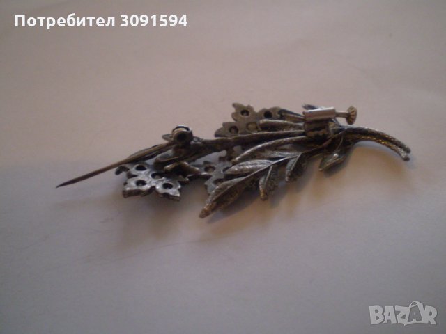 Винтич посребрена бршка със цветя, снимка 6 - Други ценни предмети - 34503654