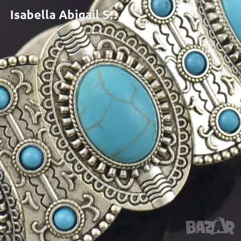 Масивна гривна с тюркоази, снимка 4 - Гривни - 31857794