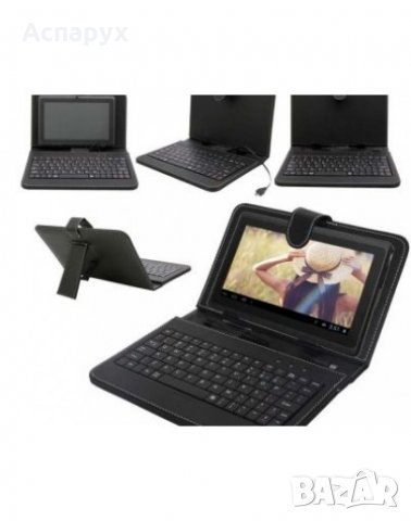 Универсален калъф за таблет 7” с вградена кирилизирана клавиатура с micro USB кабел за връзка., снимка 1