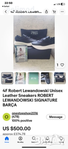 4F Robert Lewandowski original , 42 номер 27 см стелка , снимка 2 - Маратонки - 54154184