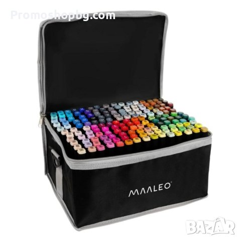 ПOСЛЕДЕН БРОЙ! Двустранни алкохолни маркери MAALEO 168 бр. + компактна чантичка за съхранение, снимка 2 - Ученически пособия, канцеларски материали - 39032573