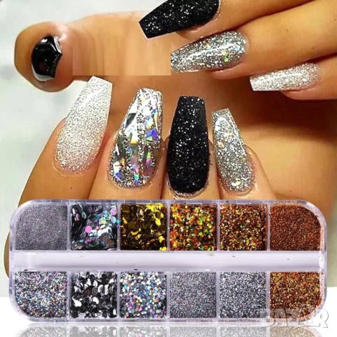  Палитра за декорация на маникюр в сребърно и златно Т19