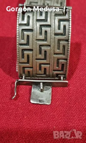 Vintage масивна сребърна гривна 835 проба , снимка 3 - Гривни - 49702381