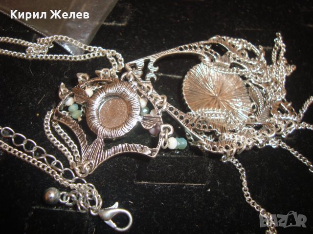 СРЕБРИСТ ОРИЕНТАЛСКИ СТИЛ МЕДАЛЬОН КОЛИЕ ОГЪРЛИЦА с БЯЛ и РОЗОВ КВАРЦ 8627, снимка 7 - Колиета, медальони, синджири - 30636867