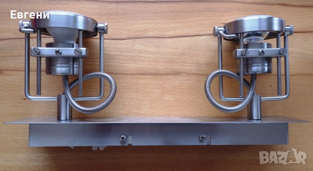 Двоен иноксов аплик (за стена или таван)с индустриален дизайн, снимка 7 - Лампи за стена - 52091534