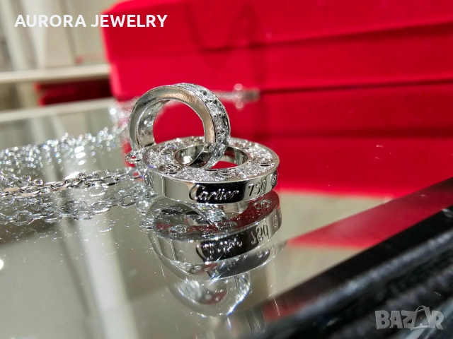 CARTIER Love White Gold Paved Diamonds Chain Дамскo Колие, снимка 9 - Колиета, медальони, синджири - 52905162