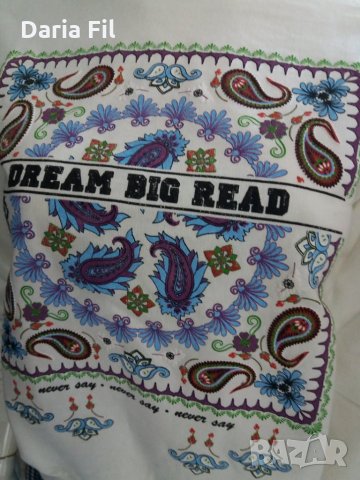 Бяла плътна  памучна блуза с принт мандала, снимка 3 - Блузи с дълъг ръкав и пуловери - 30801010