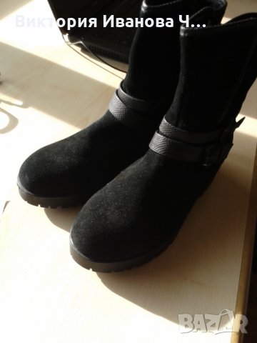 Нови дамски черни боти 40н от набук., снимка 2 - Дамски боти - 27410478