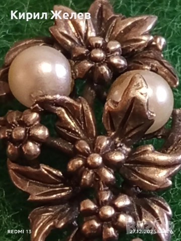 Винтидж сребърни обеци с флорален мотив и инкрустирани перли ювелирна изработка 52447, снимка 8 - Обеци - 52909467