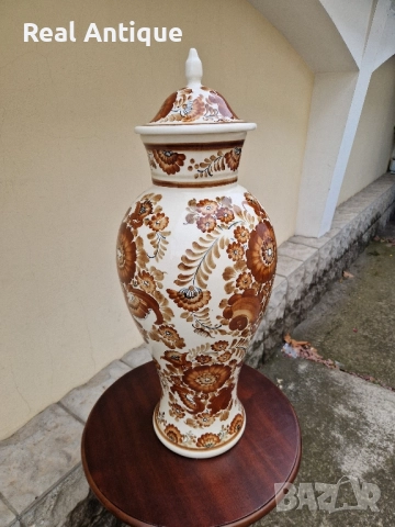 Рядка огромна антикварна колекционерска полска порцеланова ваза с капак , снимка 4 - Вази - 51882478