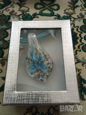 Стъклено колие,стъкло тип Мурано, снимка 2 - Колиета, медальони, синджири - 37629785