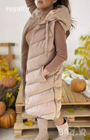 Дълъг дамски елек със силиконова вата Различни цветове , снимка 11 - Елеци - 48999074