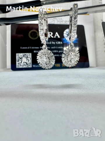Сребърни обеци с мойсанит (Диамант) 0.5 карата, снимка 11 - Обеци - 52808784
