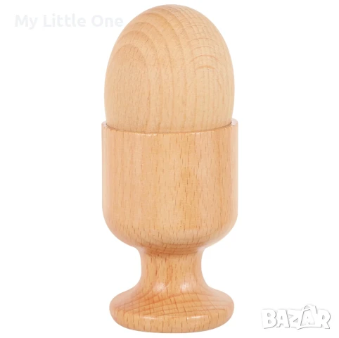 Дървено Монтесори яйце с чашка