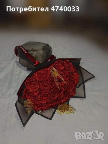 Сатенен букет с брокат , снимка 3 - Декорация за дома - 54053598