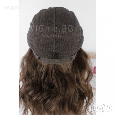 Средна дължина чуплива кестенява перука с руси кичури Далия, снимка 5 - Аксесоари за коса - 37533936