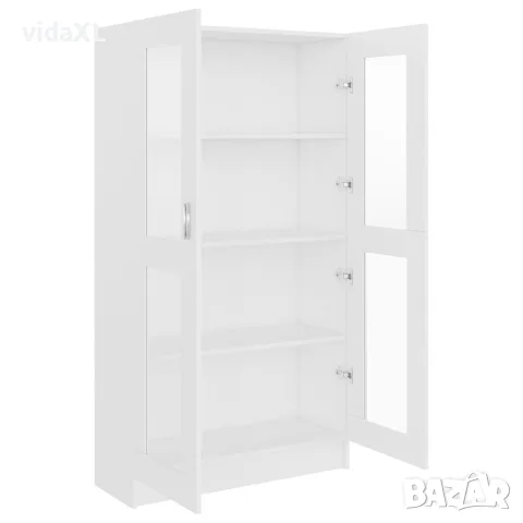 vidaXL Шкаф витрина, бял, 82,5x30,5x150 см, инженерно дърво, снимка 4 - Секции и витрини - 56147852