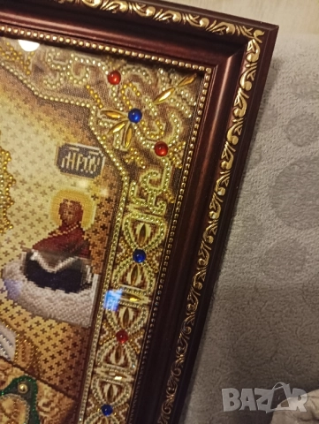 "св. Николай Чудотворец" Диамантен Гоблен - Готов налепен в рамка, снимка 7 - Икони - 52596199