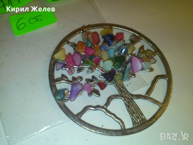 ПОСРЕБРЕНА ВИСУЛКА с МНОГО ЦВЕТНИ КАМЪЧЕТА АРТ МЕДАЛЬОН 71451, снимка 5 - Колиета, медальони, синджири - 29723026