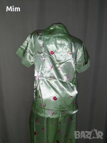 Melissa Broun 42/44 Сатенена зелена пижама / нощница/ горнище и долнище , снимка 4 - Нощници - 38130136