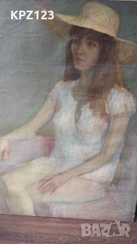 КАРТИНА ПОРТРЕТ НА ЖЕНА 40-те год МАСЛЕНИ БОИ /ТЕНЬО ЖЕЛЕВ, снимка 2 - Картини - 29081265