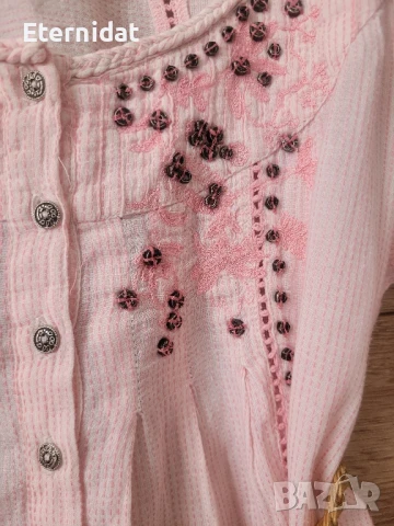 Розова блузка с бродерии памучна материя , снимка 6 - Туники - 50851728