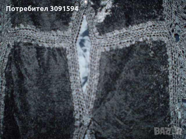   Дамско елече черно копринено кадифе  с мотиви плетени на една кука, снимка 7 - Жилетки - 34919404