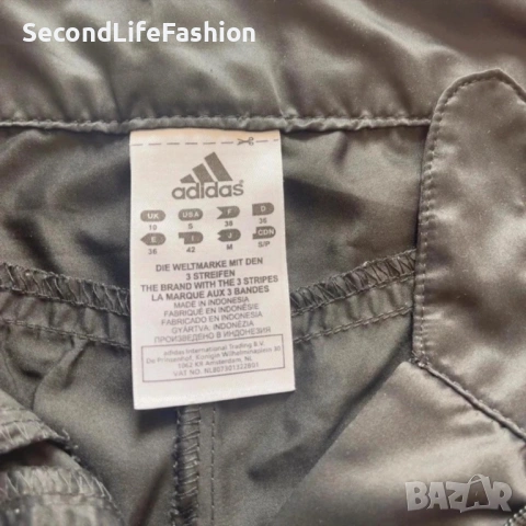 Дамски черни полиестерни панталони Adidas с цип, размер S Черен , снимка 5 - Панталони - 53219338