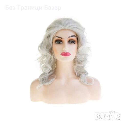 Нова коса Вълниста сива перука за парти и косплей – естествен вид и комфорт жени, снимка 2 - Аксесоари за коса - 52134787