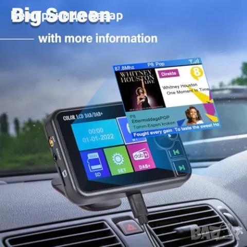 Ново DAB+ Bluetooth FM Трансмитер с LCD и TF/AUX за Авто Радио кола, снимка 2 - Друга електроника - 50187348