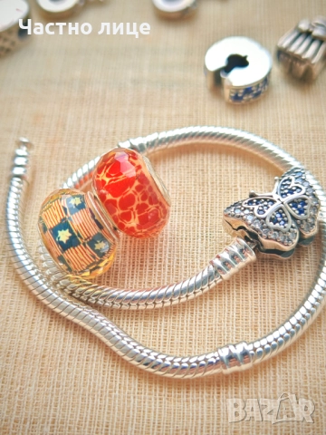 Седем Оригинални Сребърни Талисмани PANDORA Пандора плюс Една Гривна Пандора, снимка 3 - Гривни - 51870425